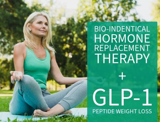 GLP-1 weight loss and hormone replacement therapy graphic
