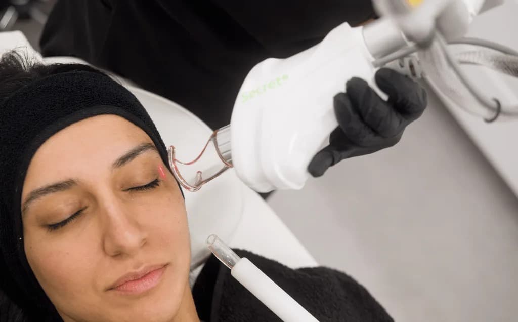 Laser resurfacing treatment on a patient's face