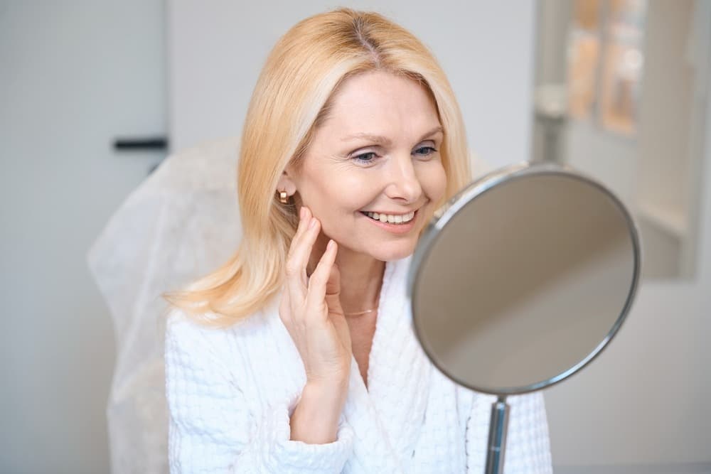 Woman reviewing her anti-aging skincare routine